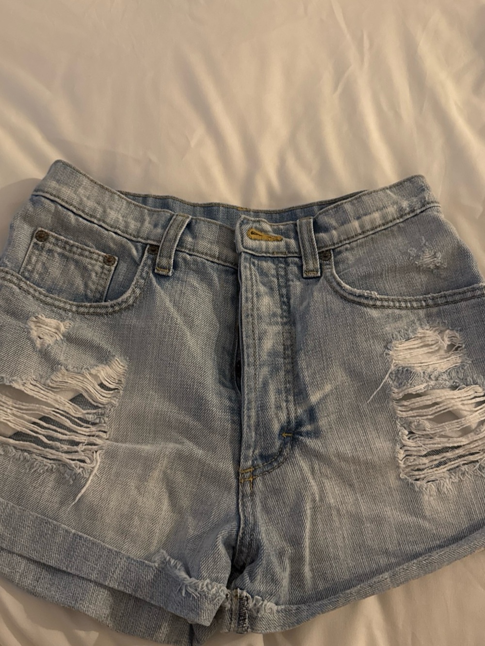 Light Wash Distressed Denim Shorts
